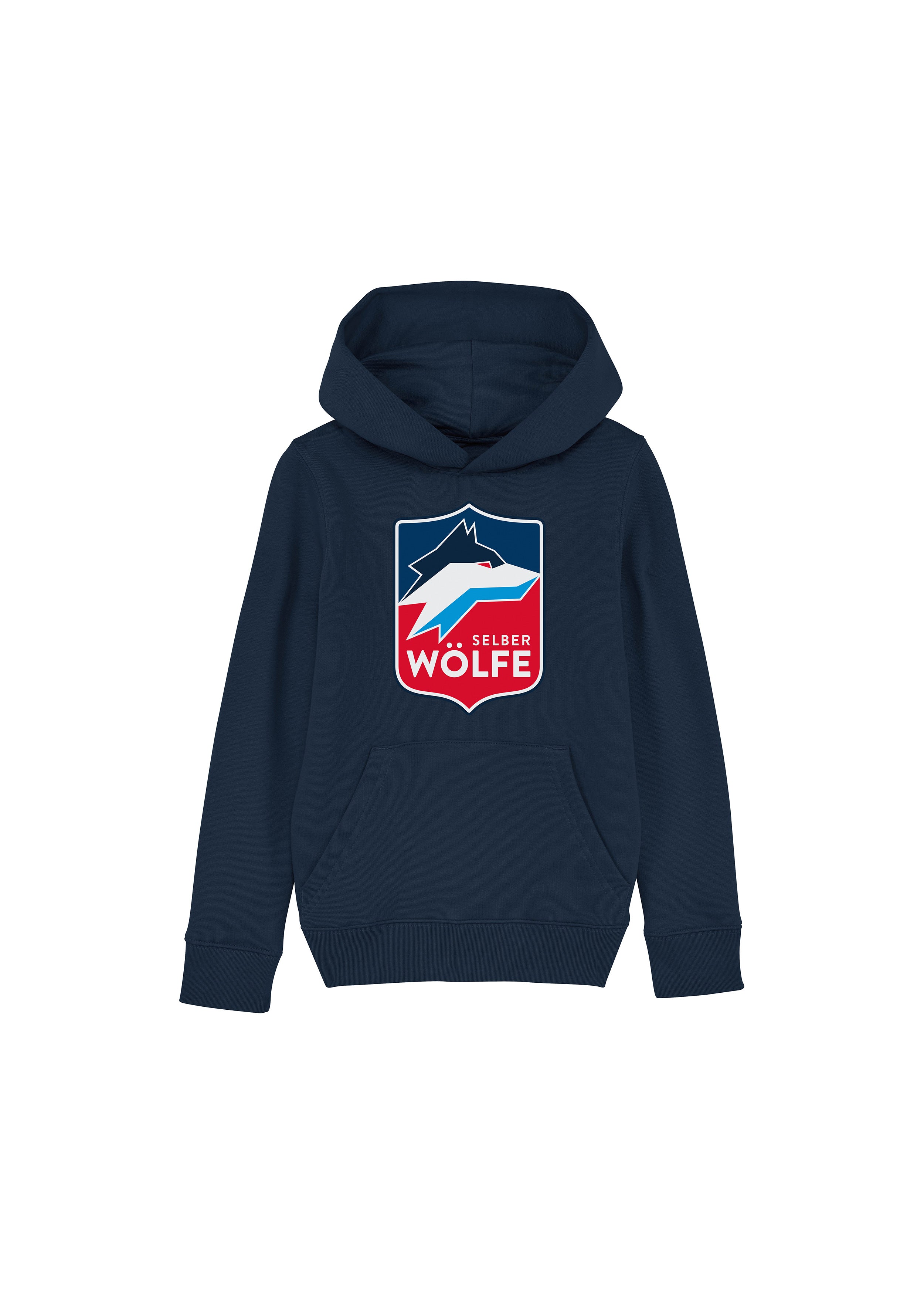 Kinder-Hoodie Selber Wölfe Logo dunkelblau