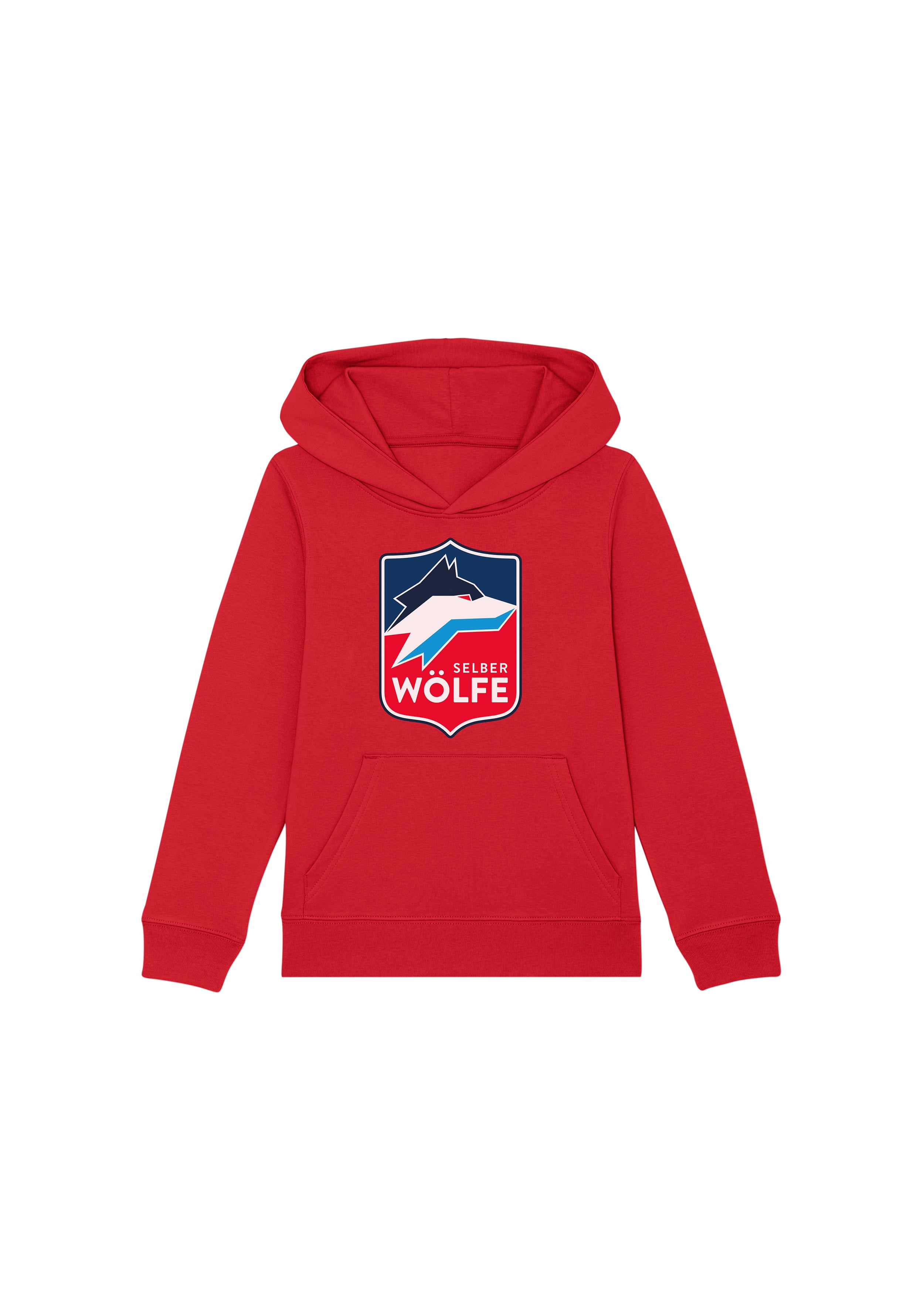 Kinder-Hoodie Selber Wölfe Logo rot